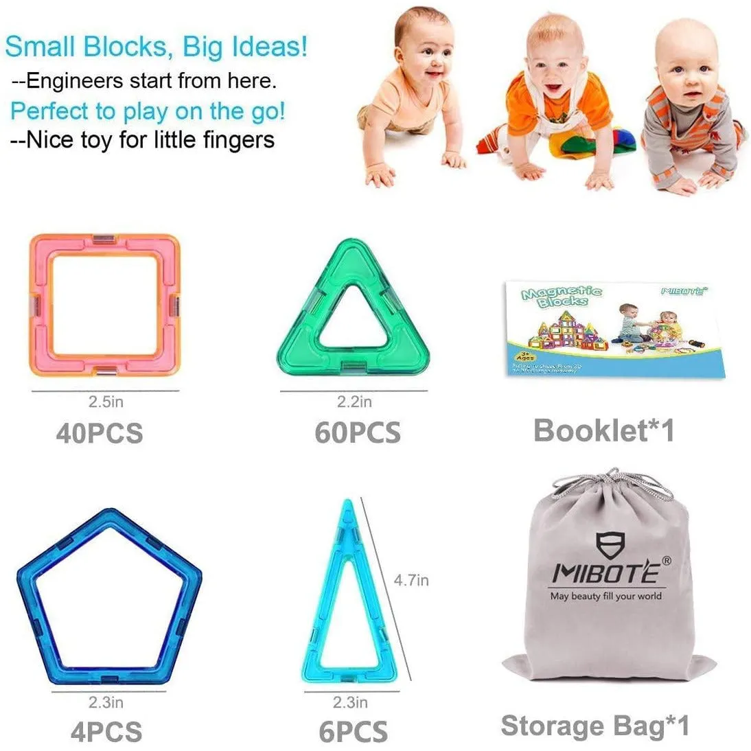110 PCS Building Blocks Educational Stacking Blocks Toddler Toys for Preschool