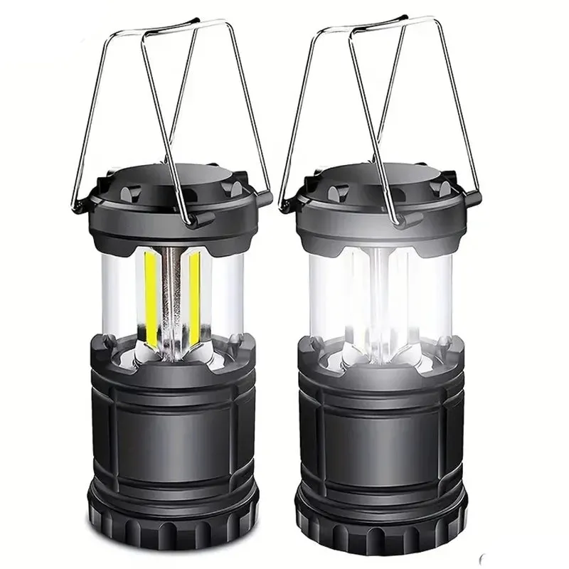 2-Pieces: Super Bright LED Camping Lantern - Portable and Collapsible Emergency Flashlight with Battery Power