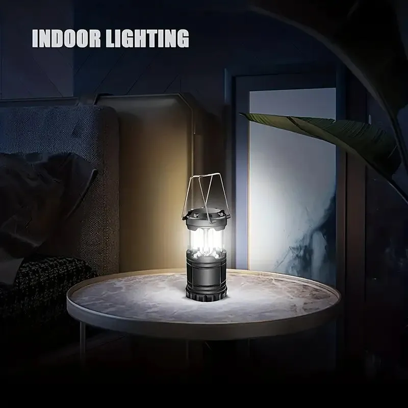 2-Pieces: Super Bright LED Camping Lantern - Portable and Collapsible Emergency Flashlight with Battery Power