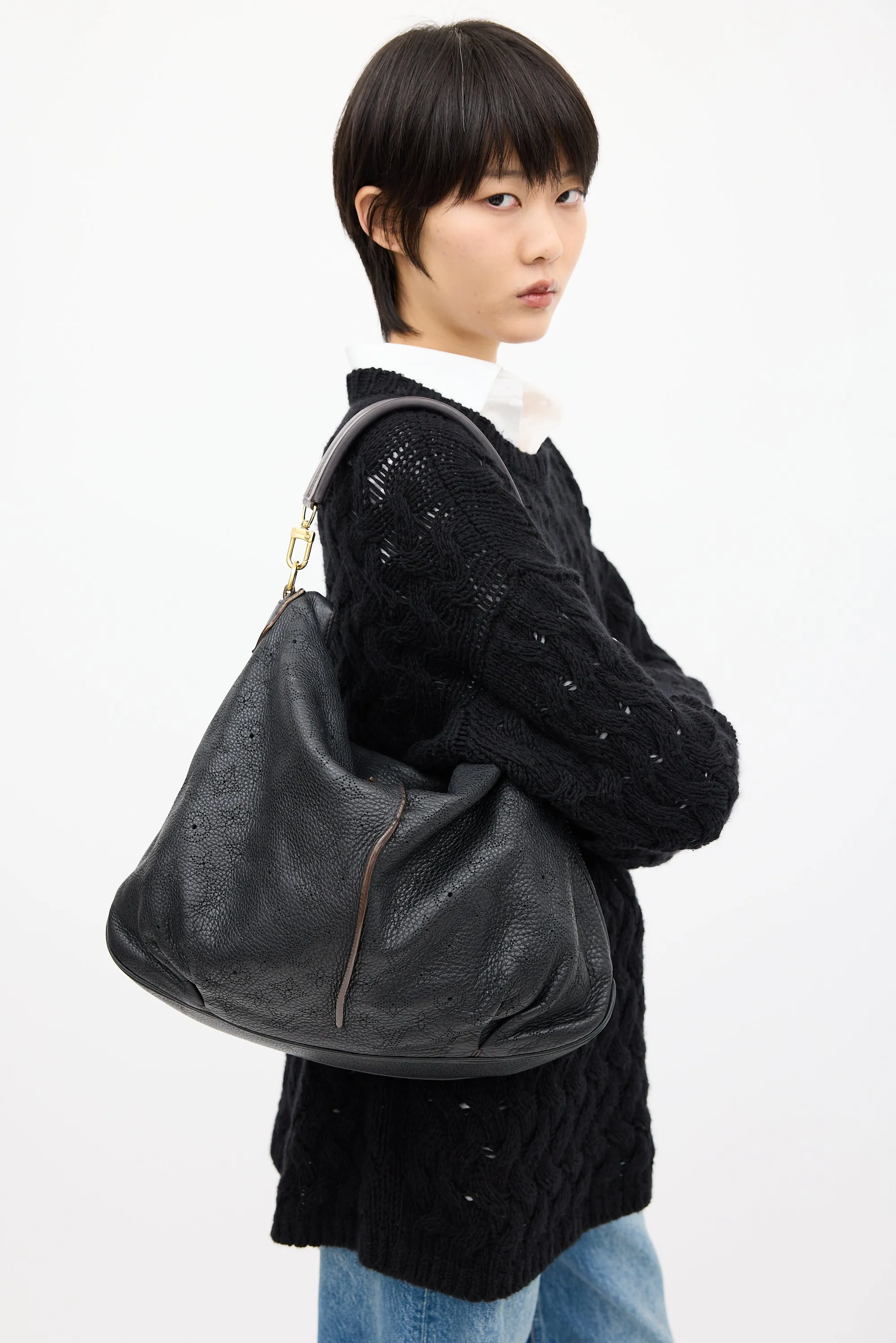2012 Black Mahina Leather Selene MM Bag
