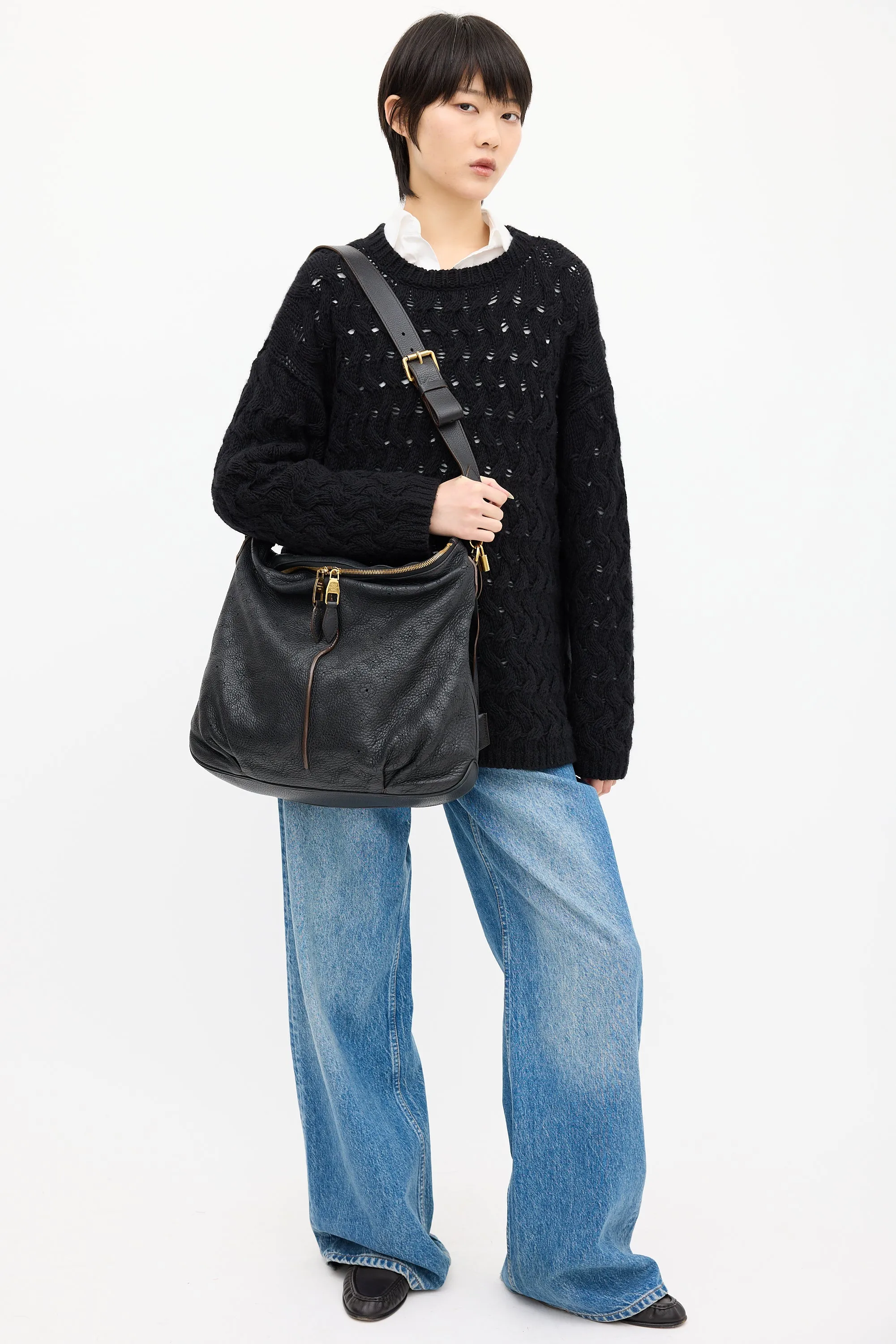 2012 Black Mahina Leather Selene MM Bag