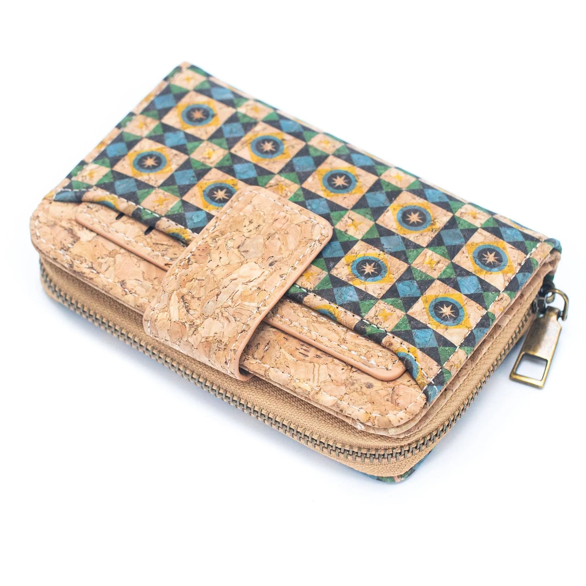 6 Natural Cork card holder Wallets with Floral Print Patterns BAGD-520(6 Units)