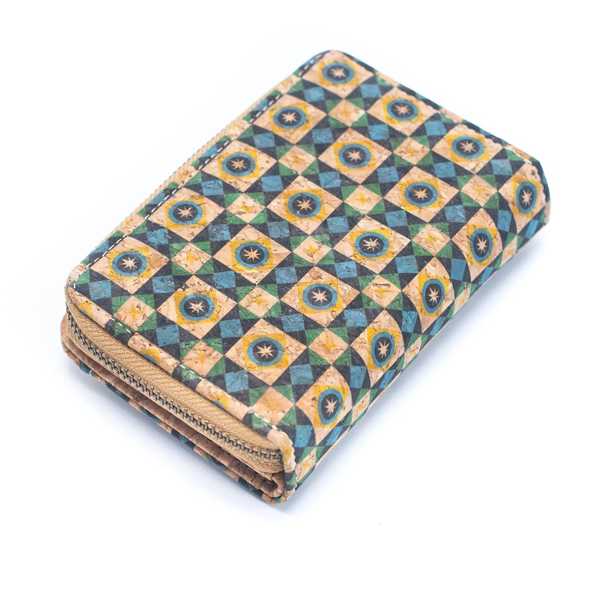 6 Natural Cork card holder Wallets with Floral Print Patterns BAGD-520(6 Units)