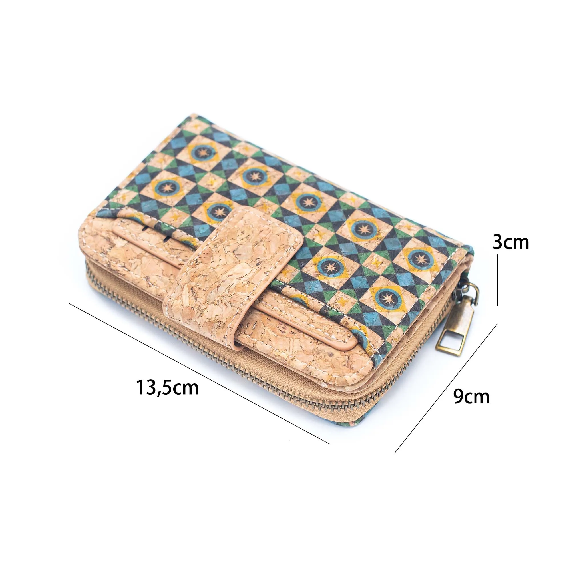 6 Natural Cork card holder Wallets with Floral Print Patterns BAGD-520(6 Units)