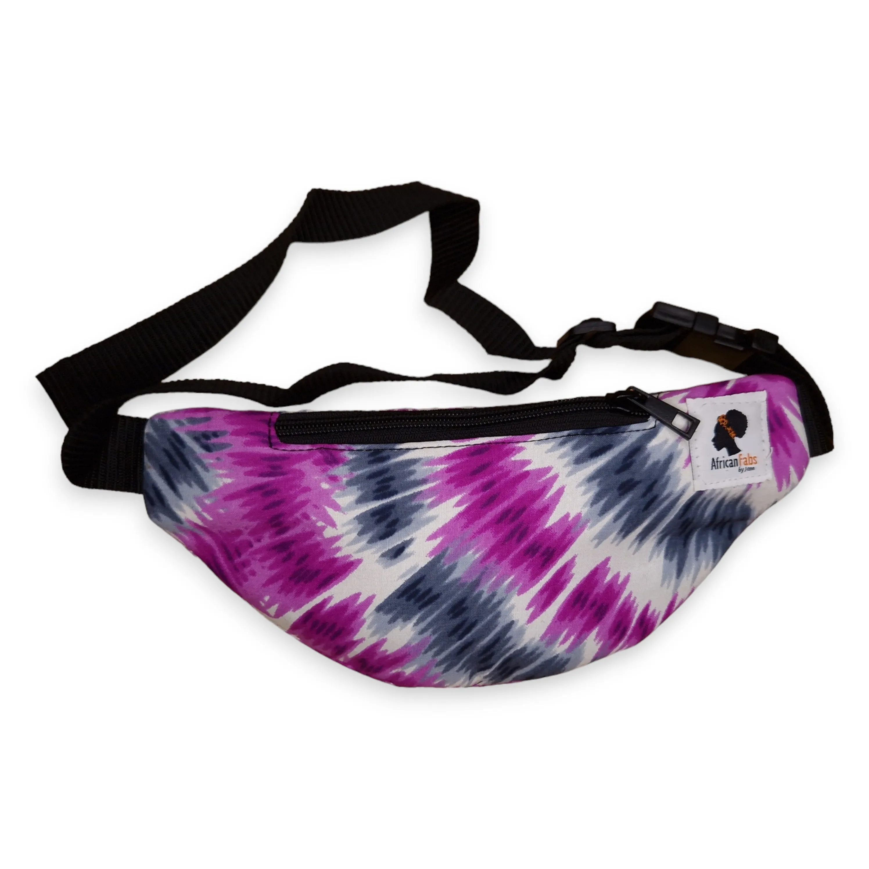African Print Fanny Pack - Purple Tie Dye - Ankara Waist Bag / Bum bag / Festival Bag