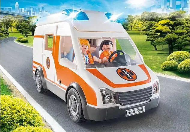 Ambulance with Flashing Lights