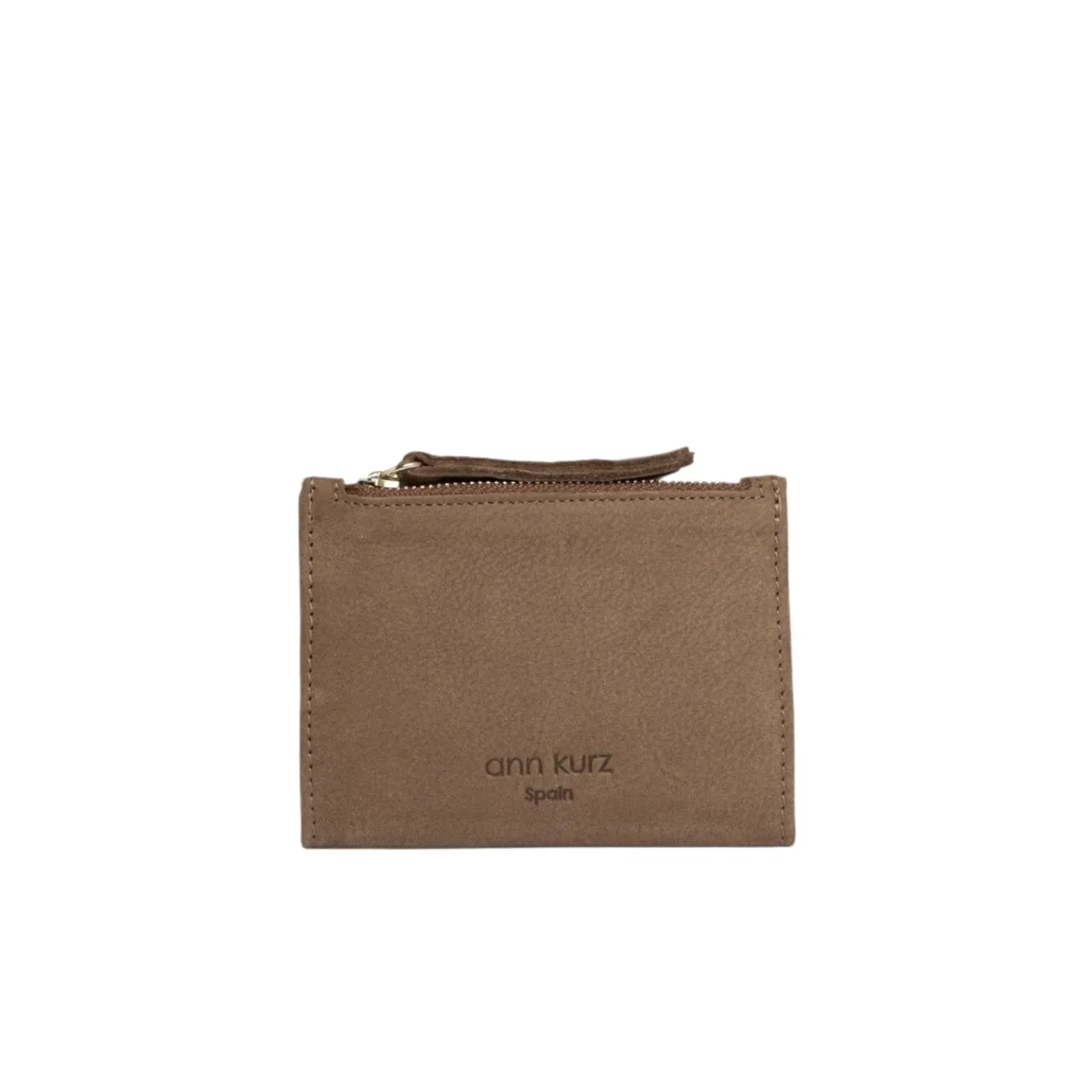 ANN KURZ Mini thin wallet nubuck taupe women