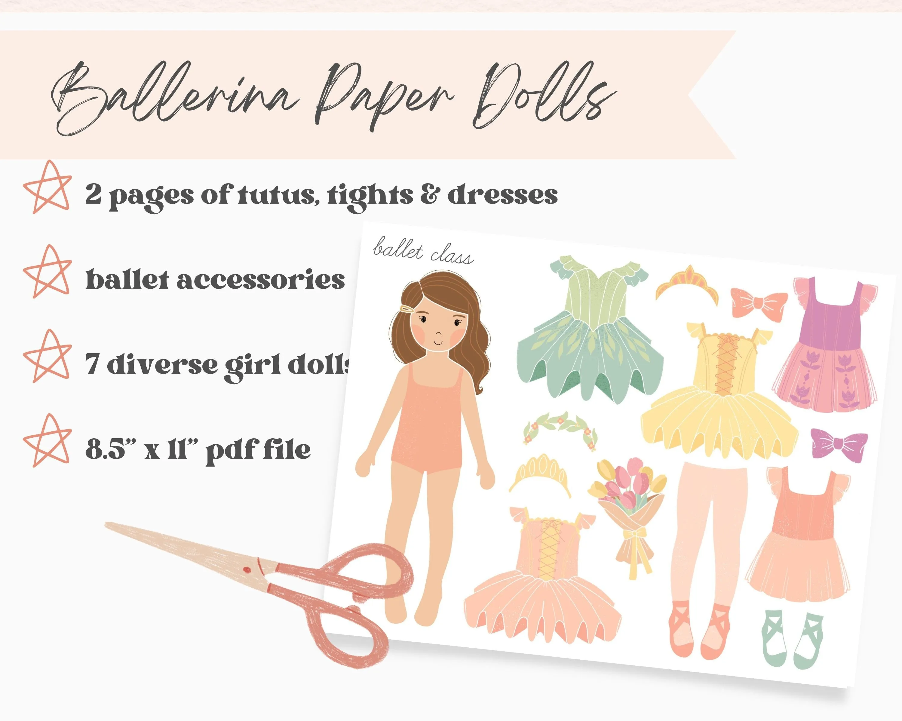 Ballerina Princess Paper Dolls | Digital Download