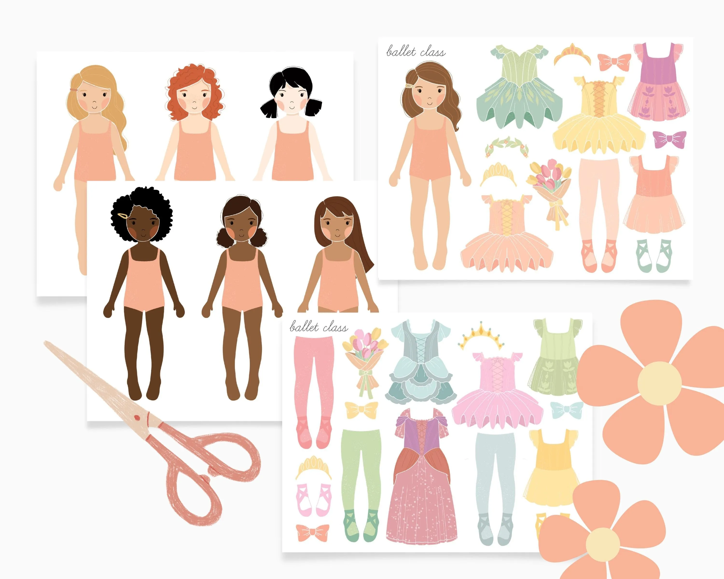 Ballerina Princess Paper Dolls | Digital Download