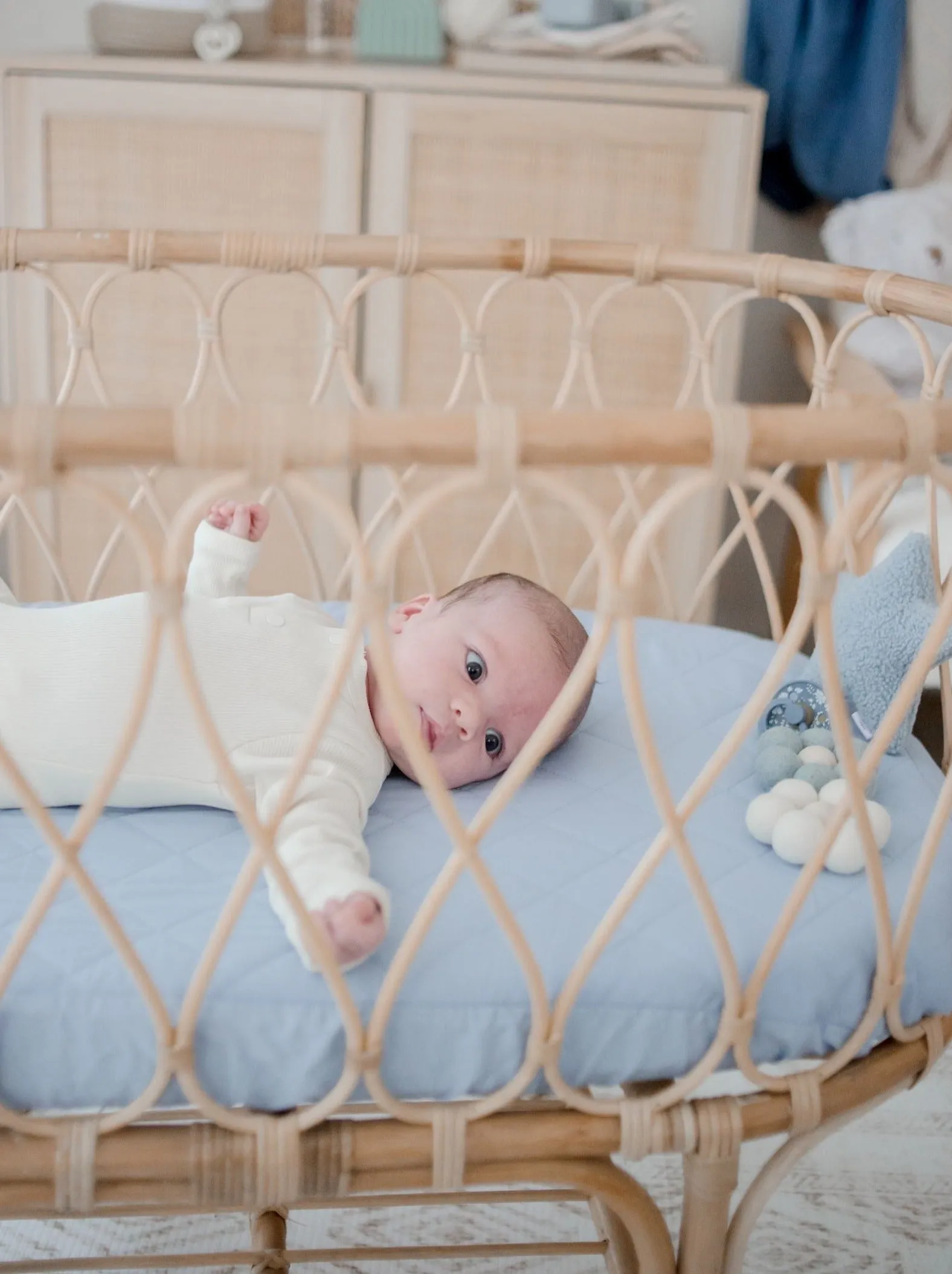 Bambella Designs Waterproof Bassinet Sheet/Change Mat Cover | Dusty Sky Blue