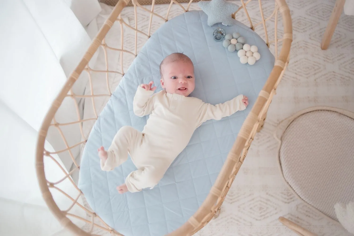 Bambella Designs Waterproof Bassinet Sheet/Change Mat Cover | Dusty Sky Blue