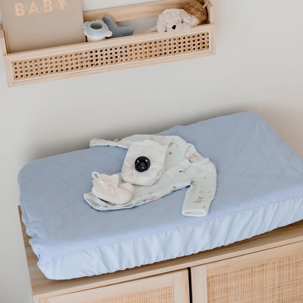 Bambella Designs Waterproof Bassinet Sheet/Change Mat Cover | Dusty Sky Blue