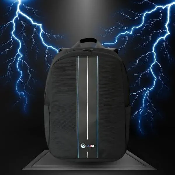 BMW Nylon Blue Stripe Backpack for 16" Laptop Black - BMBP15COMPVSKL