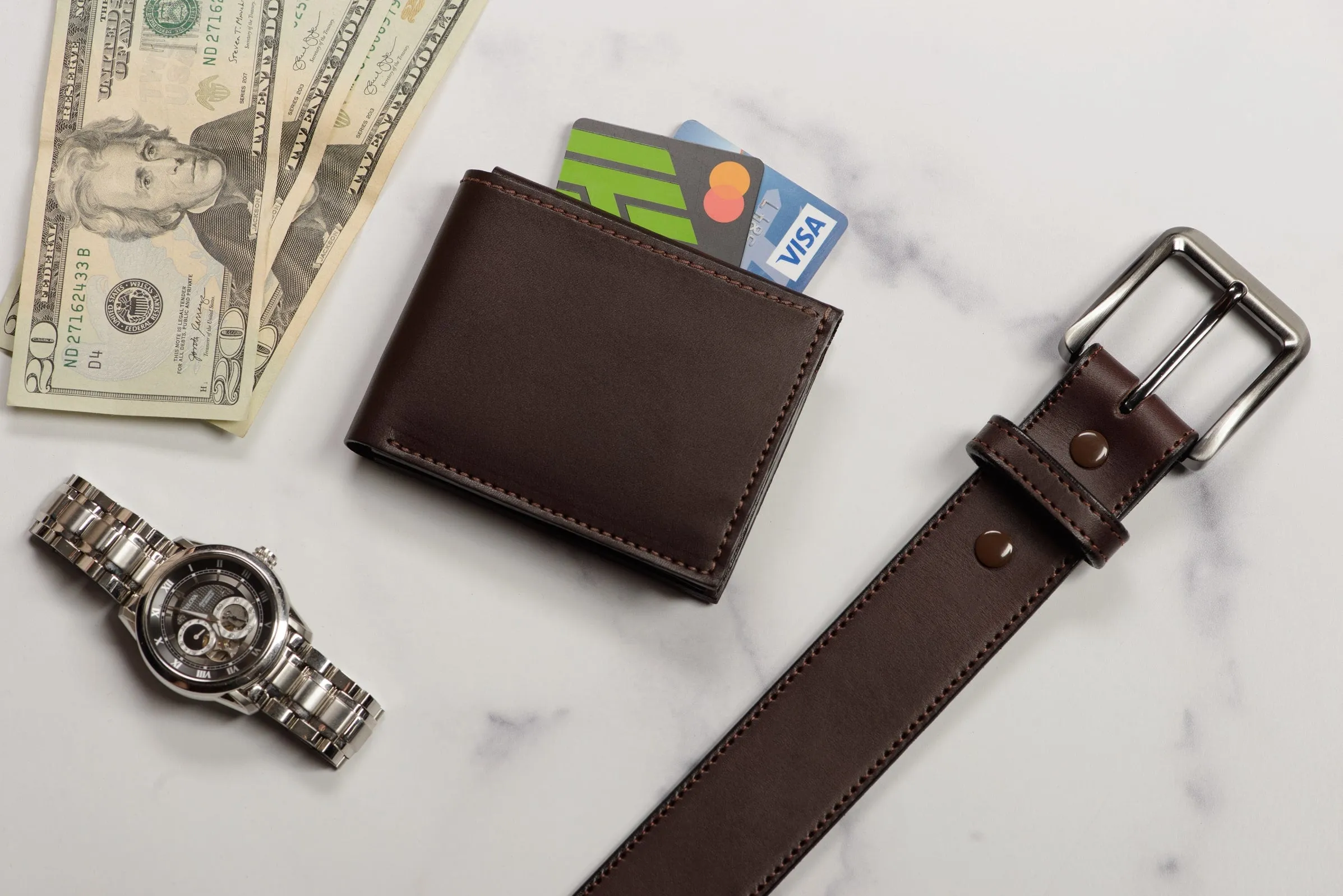 Brown Premium Leather Bifold Wallet With Flip Up ID Window