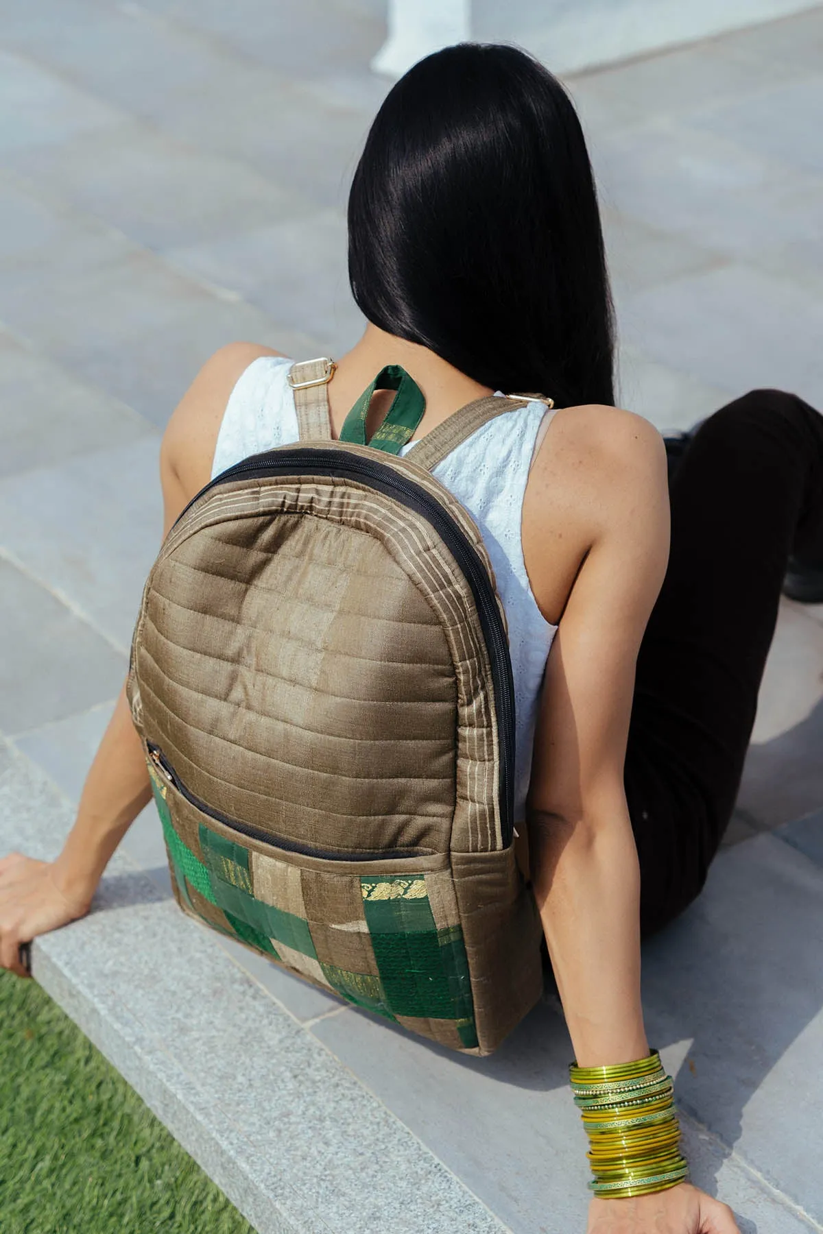 Cement Godhadi Patchwork Silk Bag