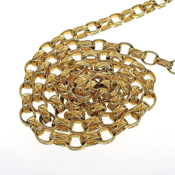 CHANEL Around 1990 Made Edge Design Flap Turn-Lock Chain Bag Black