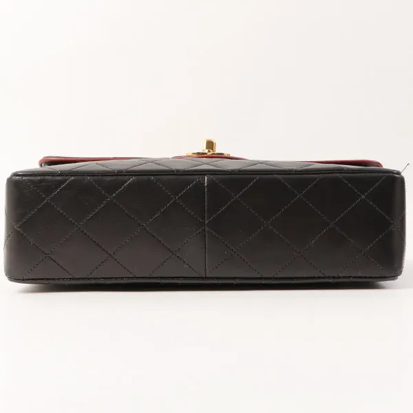 Chanel Around 1990 Made Edge Design Flap Turn-Lock Chain Bag Black/Red
