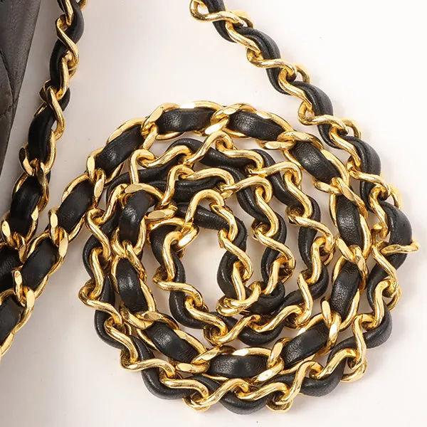 Chanel Around 1990 Made Edge Design Flap Turn-Lock Chain Bag Black/Red