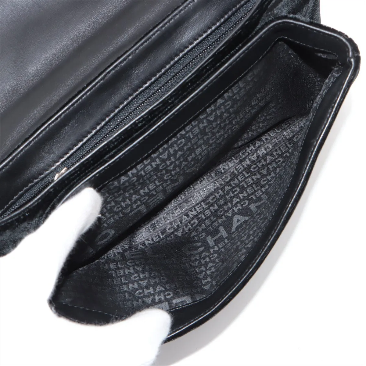 Chanel Camelia Belbet X Leather Chain Shoulder Bag Black Silver G