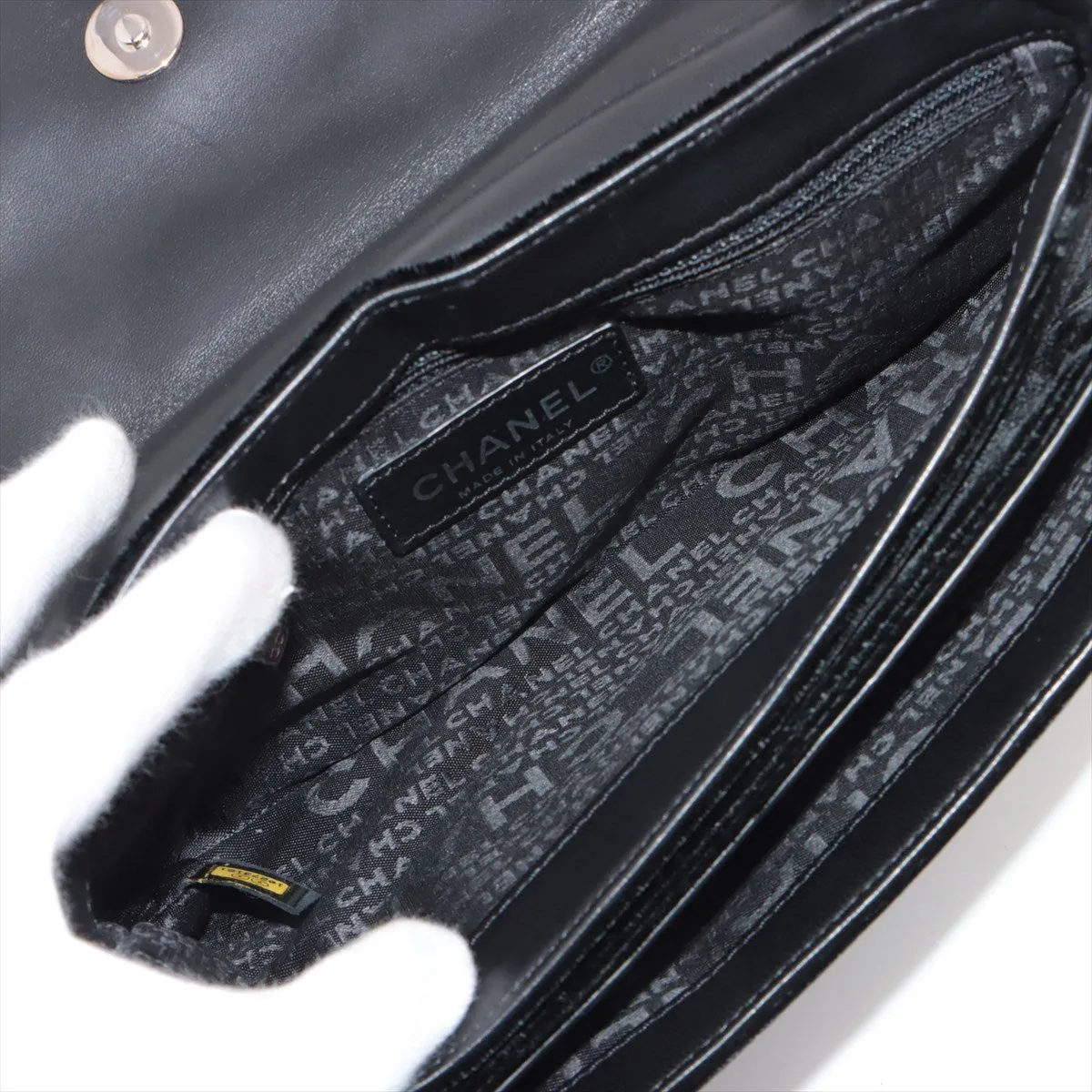 Chanel Camelia Belbet X Leather Chain Shoulder Bag Black Silver G