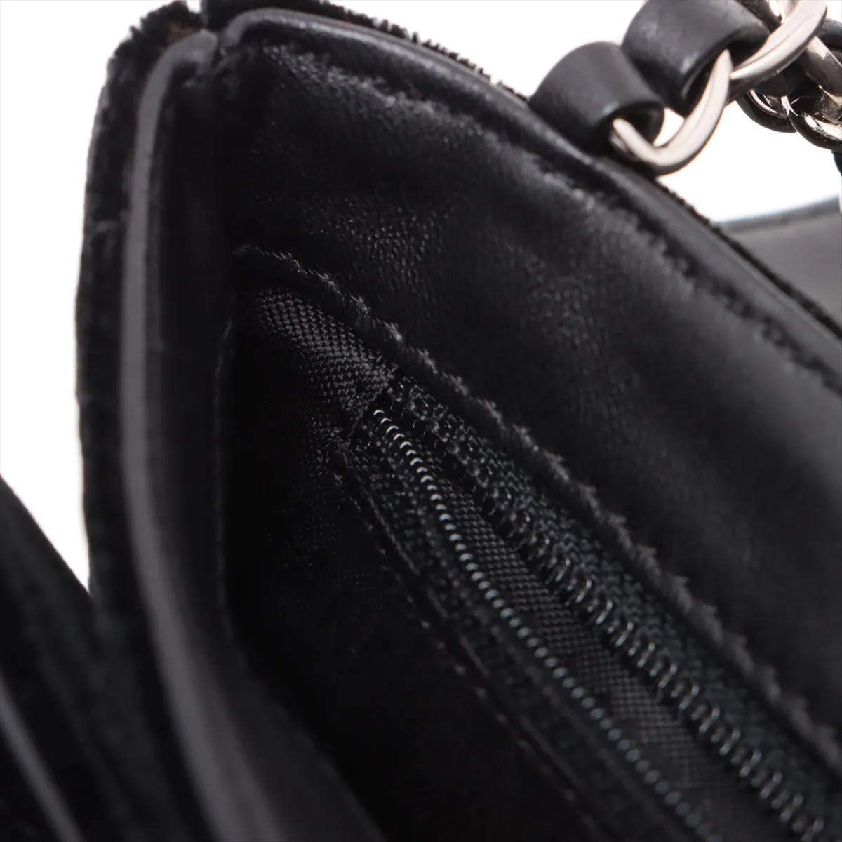 Chanel Camelia Belbet X Leather Chain Shoulder Bag Black Silver G