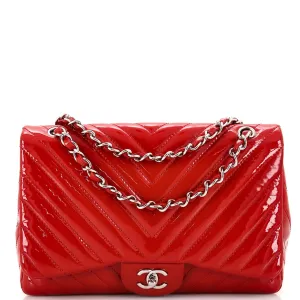 CHANEL Classic Single Flap Bag Chevron Patent Maxi