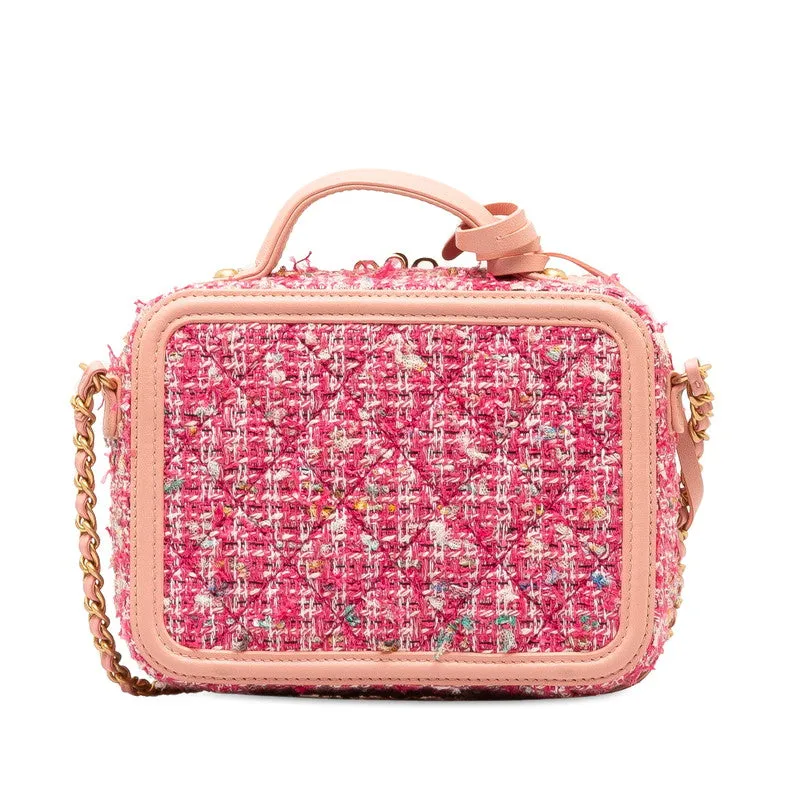 Chanel Coco Chain Shoulder Bag Pink Multicolor  Tweed  CHANEL