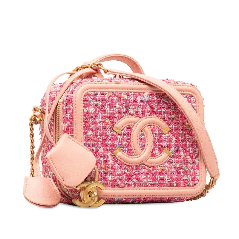 Chanel Coco Chain Shoulder Bag Pink Multicolor  Tweed  CHANEL