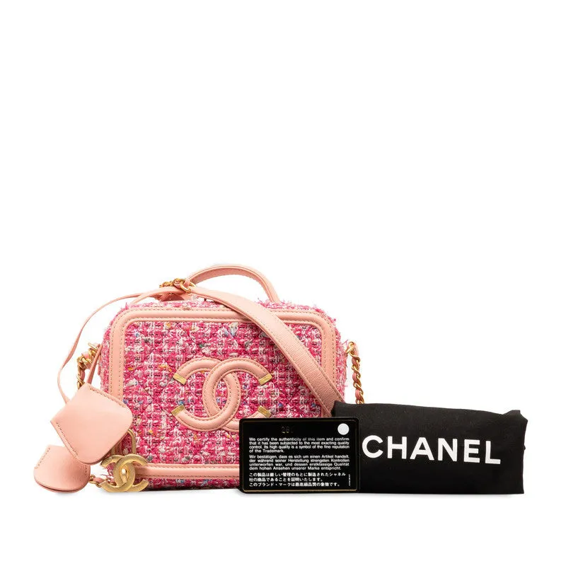 Chanel Coco Chain Shoulder Bag Pink Multicolor  Tweed  CHANEL