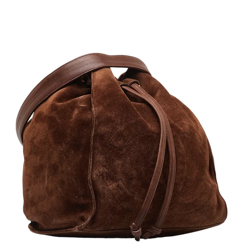 Chanel Coco Close Chain Shoulder Bag Brown Suede  Chanel