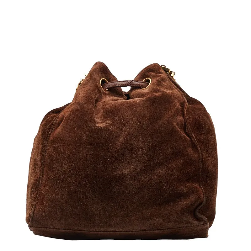 Chanel Coco Close Chain Shoulder Bag Brown Suede  Chanel
