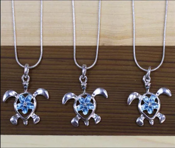 Charming Shark Turtle & Hibiscus Necklace
