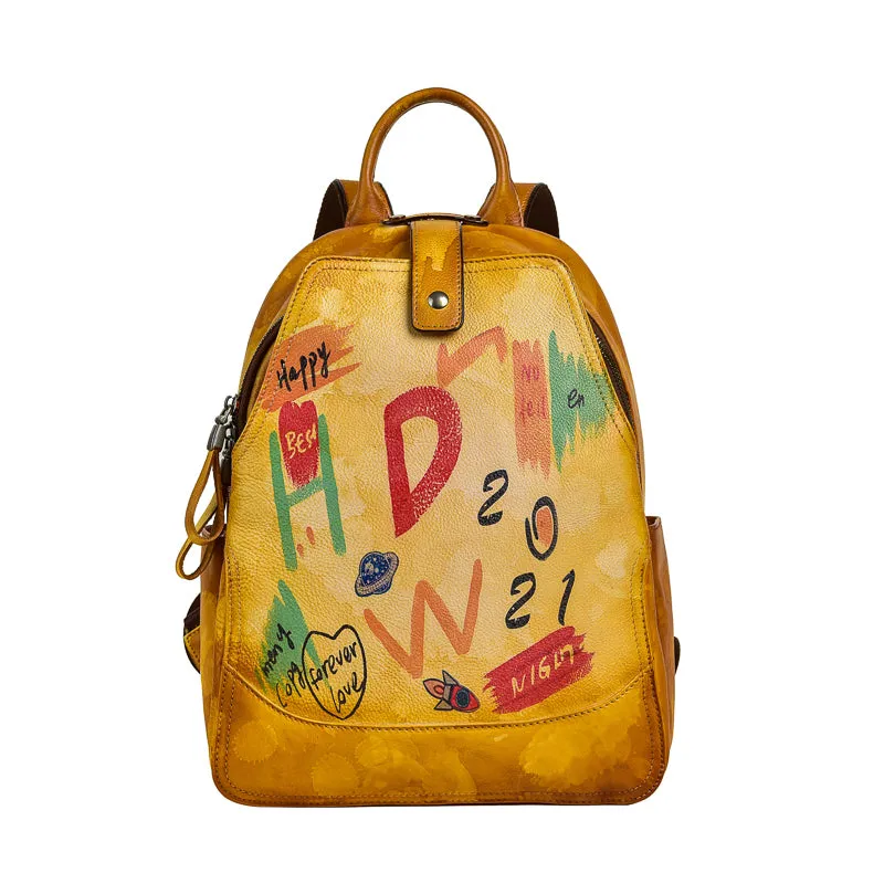 Cool Genuine Leather Backpack Purse Ladies Rucksack For Women