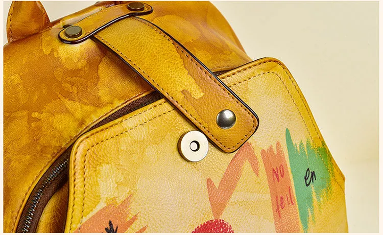 Cool Genuine Leather Backpack Purse Ladies Rucksack For Women