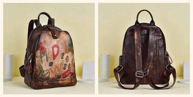 Cool Genuine Leather Backpack Purse Ladies Rucksack For Women