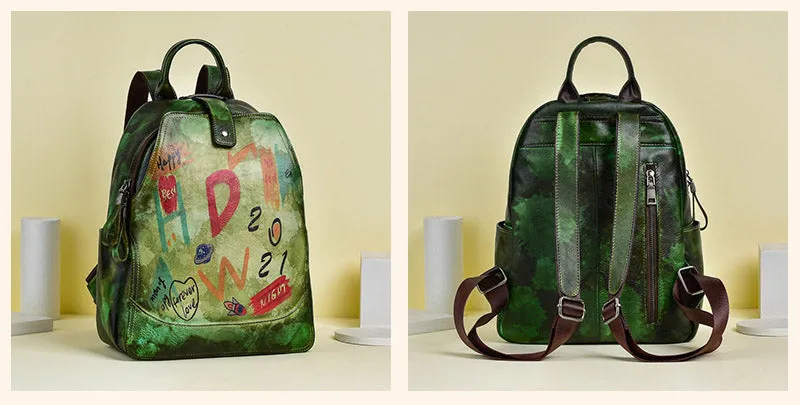 Cool Genuine Leather Backpack Purse Ladies Rucksack For Women