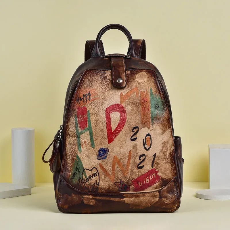 Cool Genuine Leather Backpack Purse Ladies Rucksack For Women