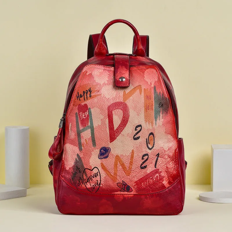 Cool Genuine Leather Backpack Purse Ladies Rucksack For Women