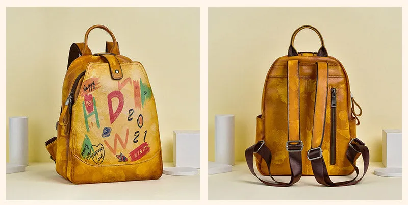 Cool Genuine Leather Backpack Purse Ladies Rucksack For Women