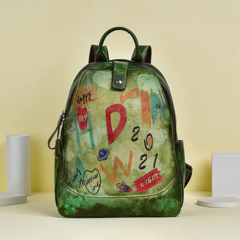 Cool Genuine Leather Backpack Purse Ladies Rucksack For Women