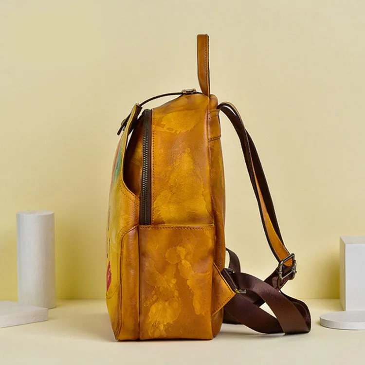 Cool Genuine Leather Backpack Purse Ladies Rucksack For Women