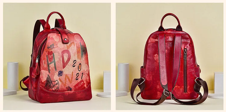 Cool Genuine Leather Backpack Purse Ladies Rucksack For Women