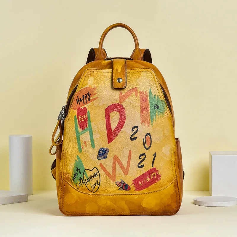 Cool Genuine Leather Backpack Purse Ladies Rucksack For Women