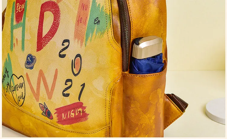 Cool Genuine Leather Backpack Purse Ladies Rucksack For Women
