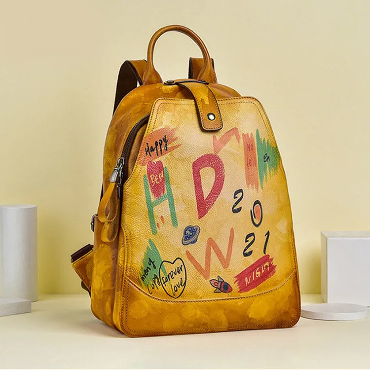 Cool Genuine Leather Backpack Purse Ladies Rucksack For Women