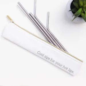 Cool Sips Stainless Steel Metal Straw Set