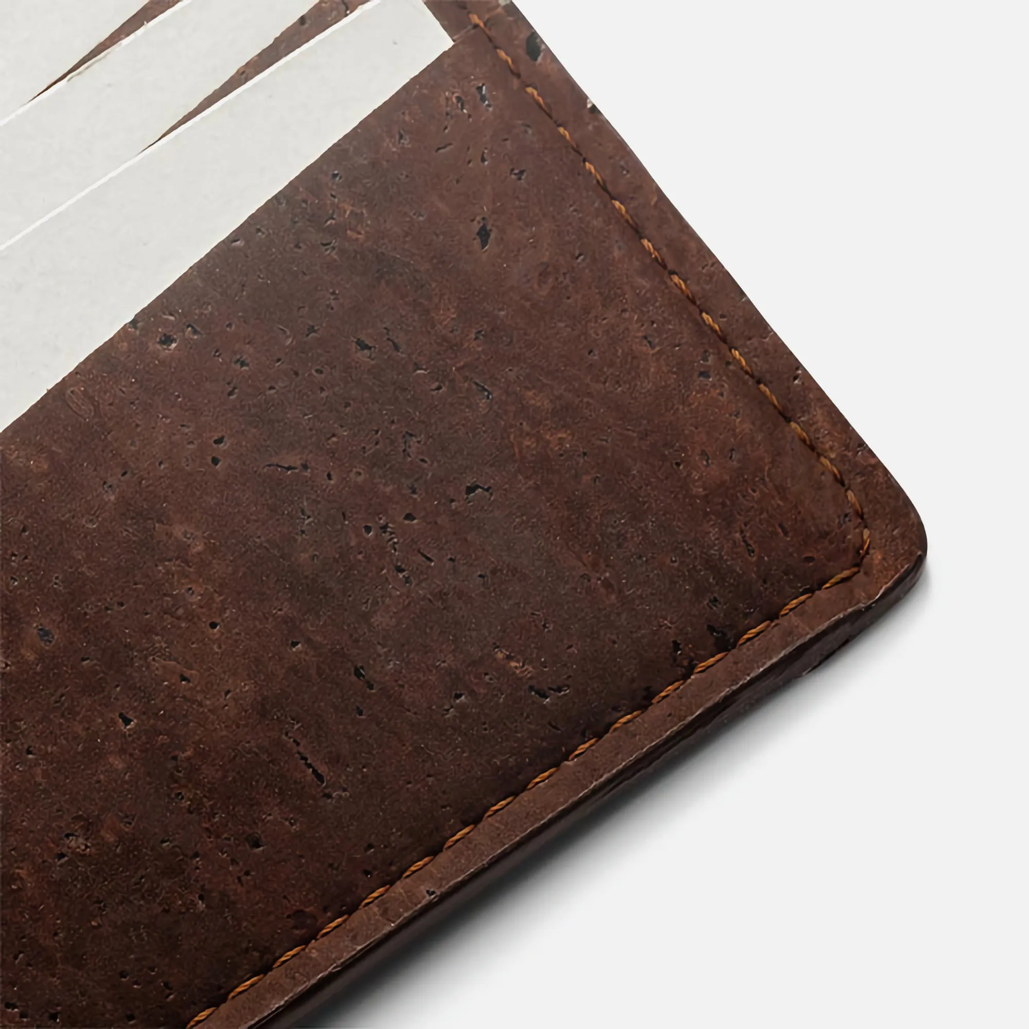 Corkor Vegan Cork Slim Bifold Wallet, Dark Brown