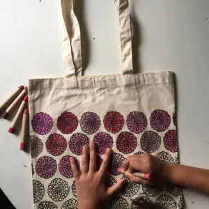 Dahlia Color Your Own Market Tote Kit with Eco-Friendly Crayons