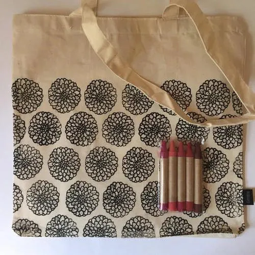 Dahlia Color Your Own Market Tote Kit with Eco-Friendly Crayons