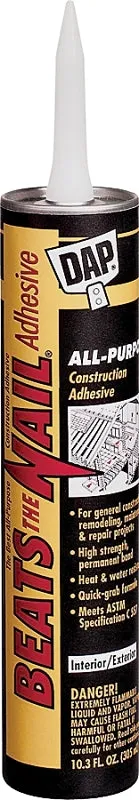 DAP 25082 Construction Adhesive, Gray, 10.3 oz Tube :EA: QUANTITY: 24